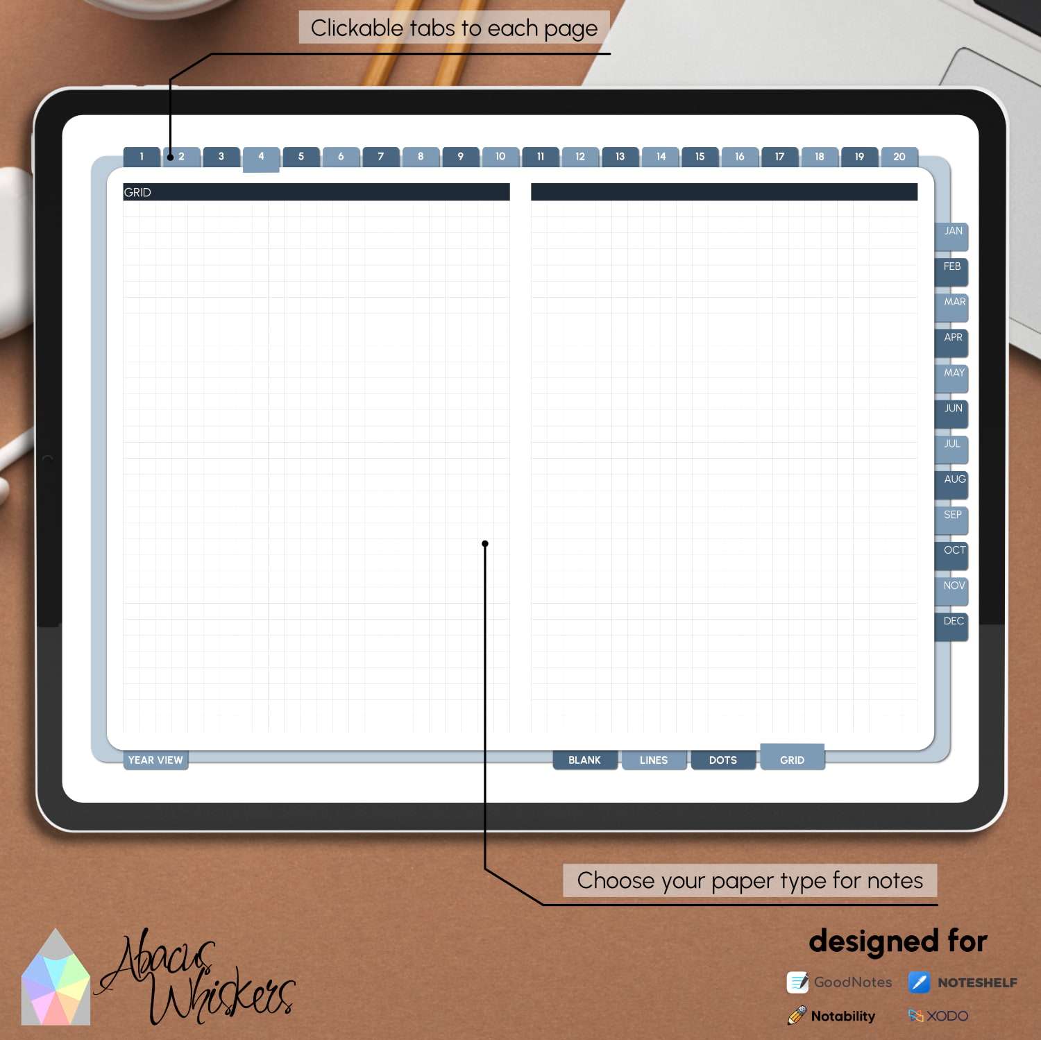 Digital Weekly Planner 2023 | GoodNotes, Noteshelf, PDF - Abacus Whiskers